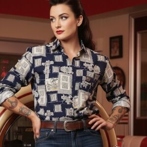 Vintage mushroom print shirt size M